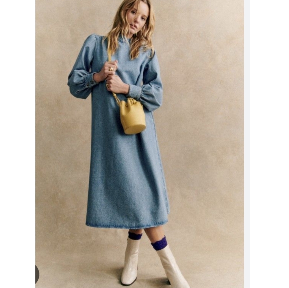SEZANE ALUZIE BLUE DENIM DRESS